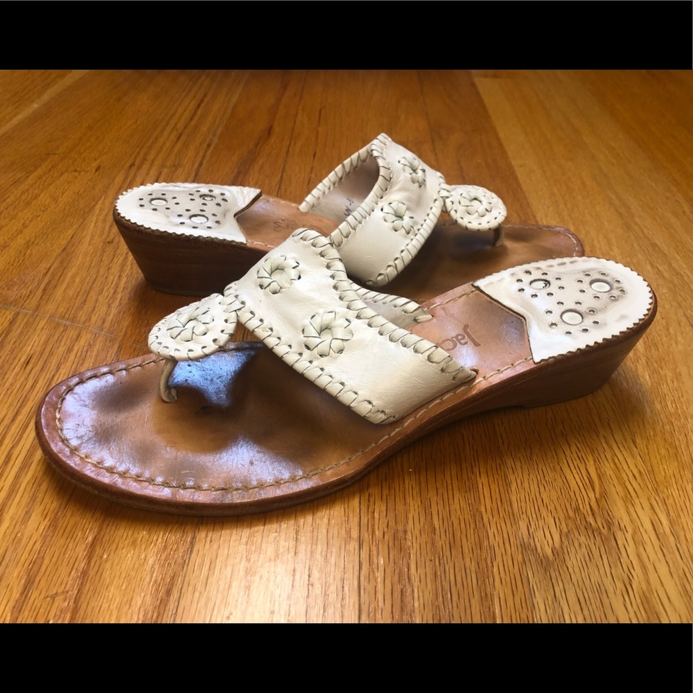 Jack Rogers white mid wedge sandal 8.5